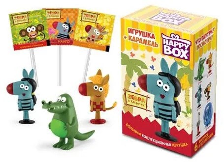 HAPPY BOX Зебра в клеточку, фигурка + карамель в коробочке 30гр (НВ-12-12) 1 кор х 4 бл х 10 шт HB-12-12 - фото 10324