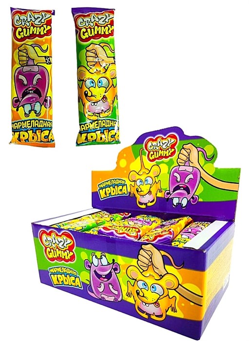 Мармелад CRAZY GUMMY Мармеладная КРЫСА (Канди Клаб) (MAR069/MAR016) 15 гр*12 бл*36 шт MAR069/MAR016 - фото 10628