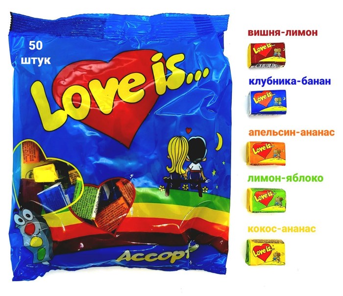 Жевательная резинка LOVE IS ЛОВИС Микс пакет Светофор (70019) 210 гр*26 пак*50 шт 70019/шк585476819 - фото 10662