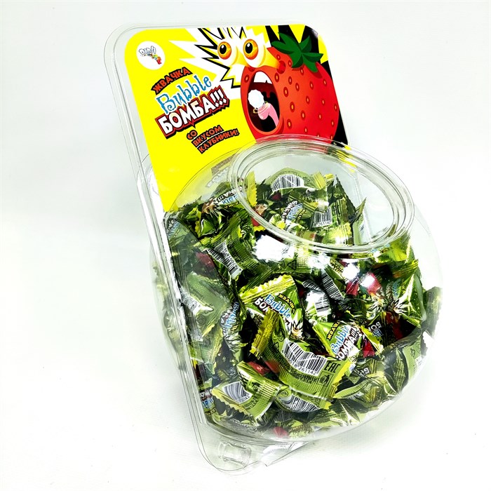 Жевательная резинка BUBBLE БОМБА с ароматом Клубники (Danli) 4,5 гр*4 бл*150 шт 5368 - фото 11694