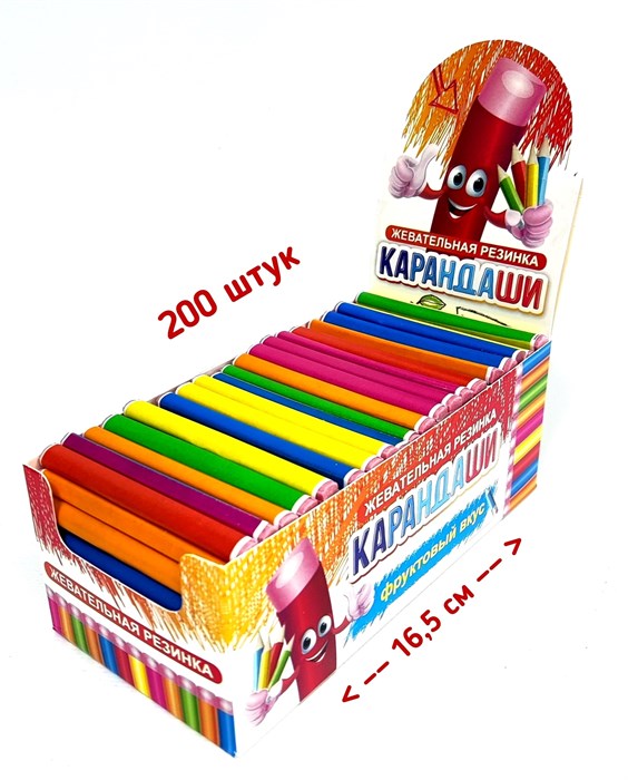 Жевательная резинка Карандаши 200 шт (СС-2-2) 4 гр*12 бл*200 шт СС-2-2 - фото 11720