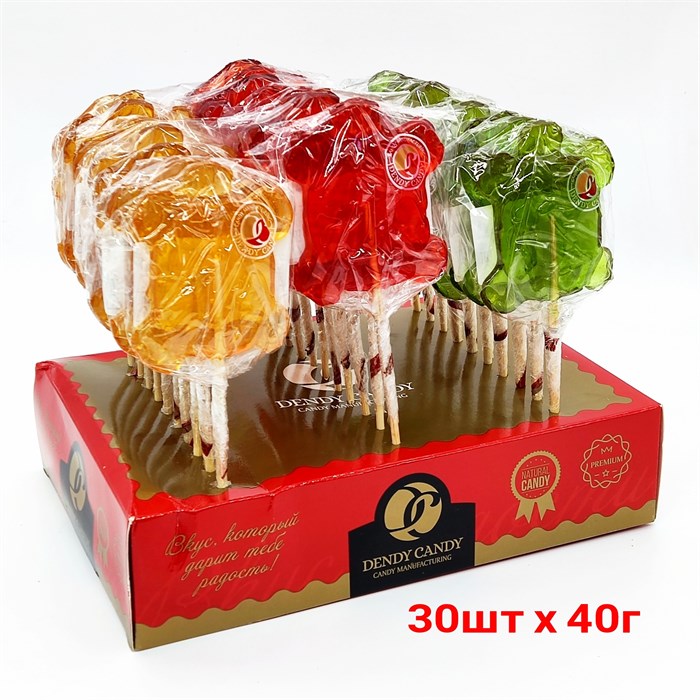 Карамель леденцовая на палочке DENDY CANDY TWIST Черепаха (С-2212-04) 40 гр*4 бл*30 шт С-2212-04 - фото 12993