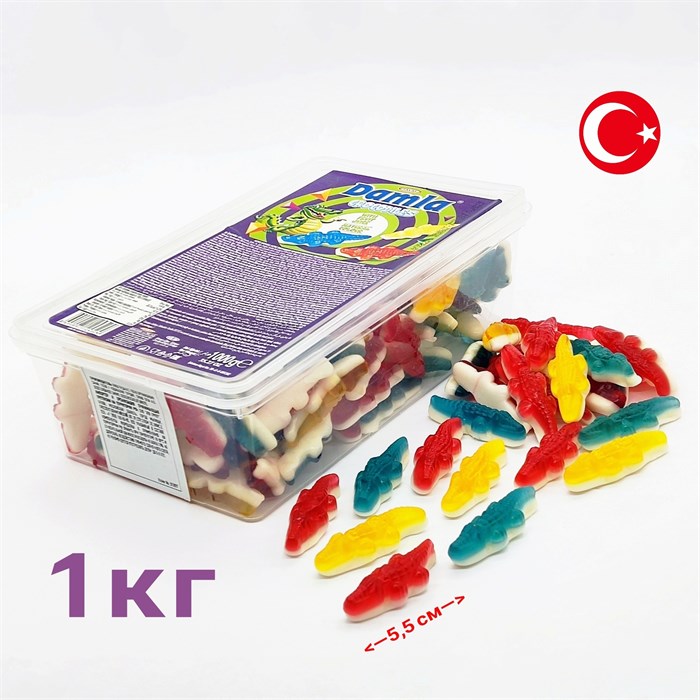 Мармелад желейный DAMLA GUMMY Крокодил малый (7,5гр) (2452) 1000 гр*1кор х 12 контейнеров*1 шт 2452 - фото 13057
