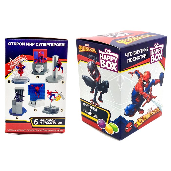 HAPPY BOX Человек паук фигурка + карамель в коробочке (НВ-2-18) 1 кор х 4 бл х 10 шт НВ-2-18 - фото 14510