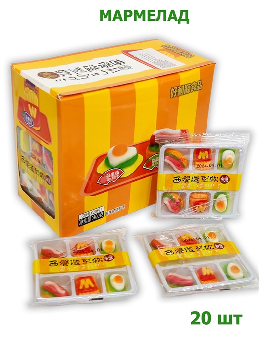Мармелад на подносе Фруктовый фастфуд (3171) 20 гр*1 кор х 12 бл х 20 шт 3171 - фото 16587