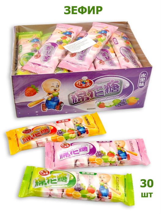 Зефир косичка фруктовая Ballhaed (3728) 18 гр*1 кор х 16 бл х 30 шт 3728 - фото 16644