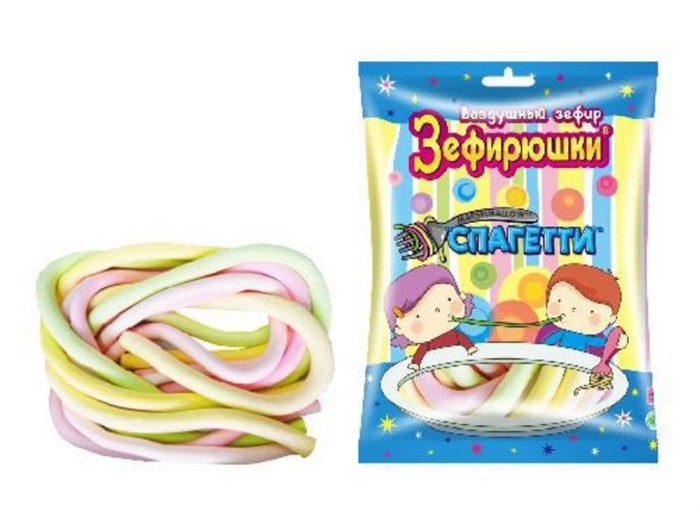 Зефир ЗЕФИРЮШКИ Спагетти воздушный зефир (ZF-17-1) 80 гр*1 кор*20 шт  ZF-17-1 - фото 18216