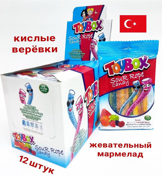 Мармелад TOYBOX LICORICE Кислые верёвки (Радуга) (Т1912) 80 гр*3 бл*12 шт T1912 - фото 18338