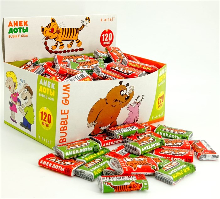 Жевательная резинка Kartel Анекдоты со вкусом тутти-фрутти  и мяты (0a1.g00) 2,5 гр*10 бл*120 шт 0a1.g00 - фото 18640