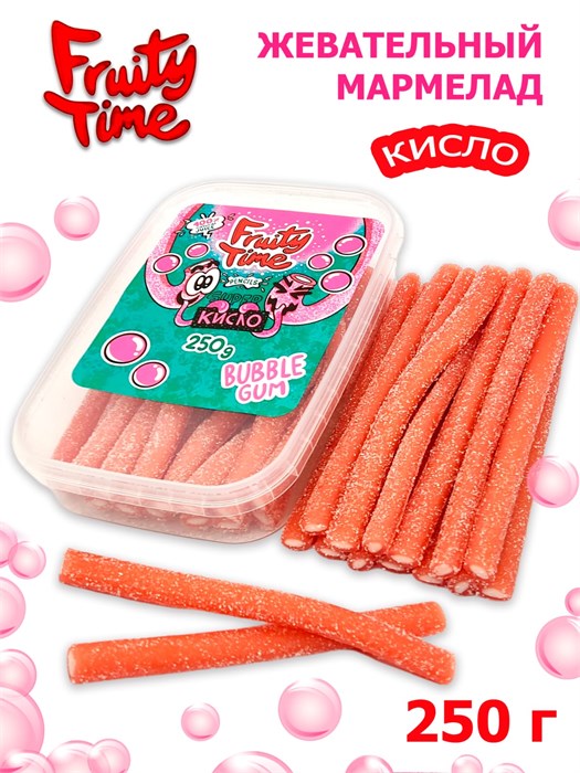 Мармелад жев. Fruity Time в обсыпке со вкусом Бабл гам Карандаши 250 гр*1 кор х 15 бл*1 шт 175 250 / 4261 - фото 19079