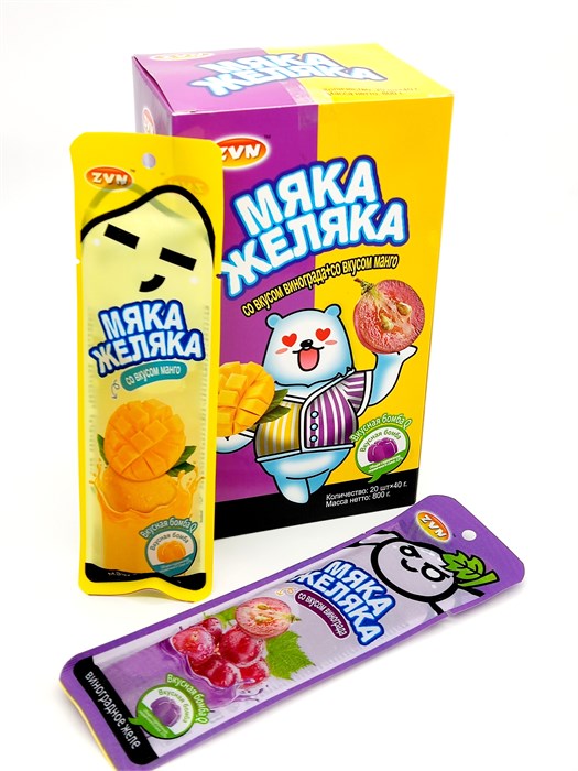 Желе Мяка желяка со вкусом Манго и винограда ZVN 40 гр*12 бл*20 шт 202553 - фото 19198