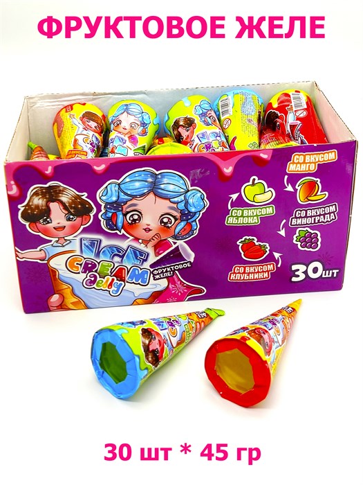 Желе Ice cream jelly фруктовое (Danli) (24381) 45 гр*12 бл*30 шт 24381 - фото 19628