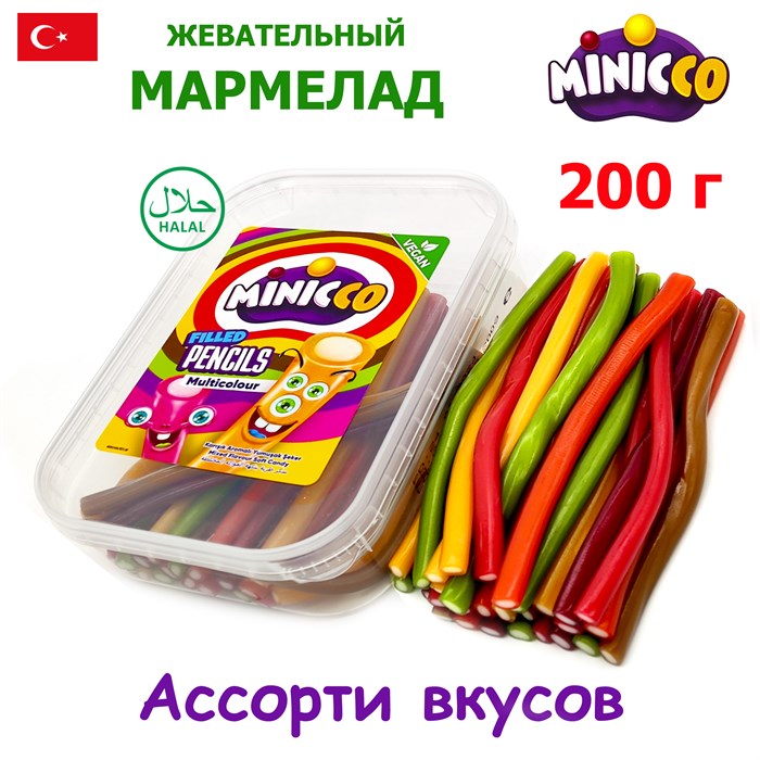 Мармелад Minicco Pencils Multicolour палочки Микс вкусов (0286) 200 гр*1 кор х 24 бл*1 шт 0286-1 - фото 20024