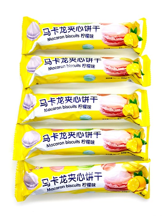 Печенье Qian Bai Tang Macaron Лимон (70134) 55 гр*1 кор х 12 упак х 20 шт 9394 / 70134