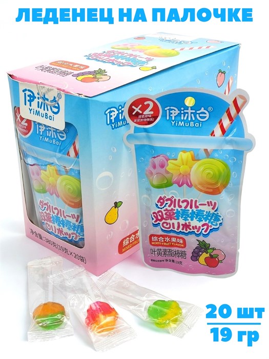 Леденец двойной на палочке YiMuBai (3735) 19 гр*1 кор х 12 бл х 20 шт 3735