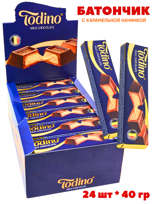 Батончик TODINO из молочного шоколада с карамельной начинкой (AY993149) 40 гр*6 бл*24 шт  AY993149