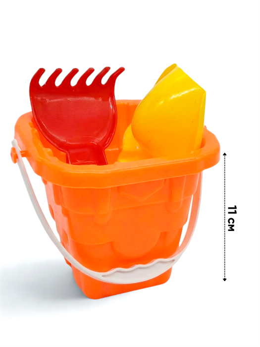 Детский песочный набор Башня (ведро,грабли,совок) в сетке 13 х 15 см Y876 Y876