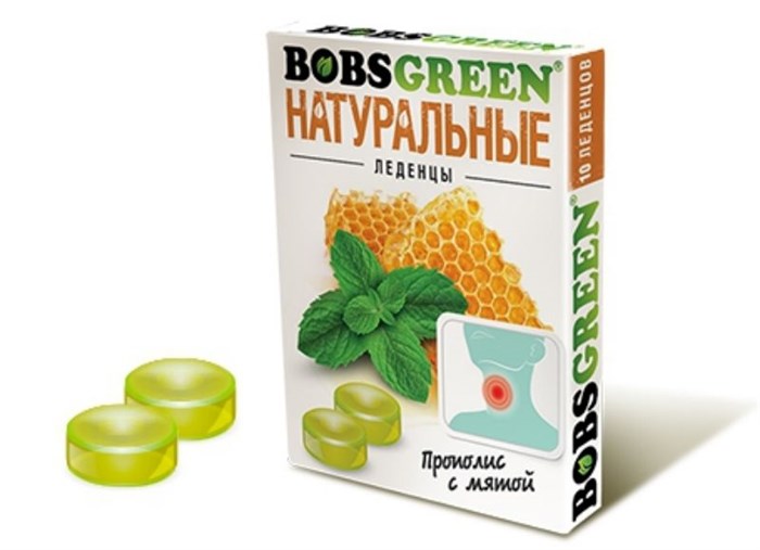 Леденцы BOBSGREEN Прополис с мятой (BG-1-2) 32 гр*6 бл*16 шт BG-1-2 - фото 6583