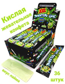 Конфета жевательная Электрошок XXL с ароматом Лайма с начинкой (CC-138) 25гр*12 бл*36 шт CC-138