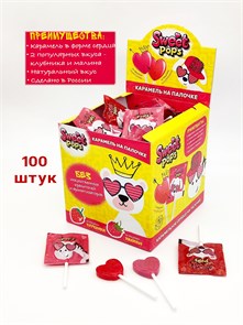 Карамельное сердце SWEET POPS на палочке с животными (SP-1-1) 10 гр*6 бл*100 шт SP-1-1