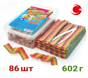 Мармелад CRAZY GUMMY CRAZY BELT ремешки в кислой обсыпке тутти-фрутти (MAR118) 602 гр*12 банок*1 шт MAR118