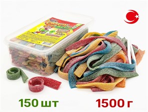 Мармелад CRAZY GUMMY CRAZY BELT ремешки в кислой обсыпке ассорти (MAR116) 1500 гр*8 банок*1 шт MAR116