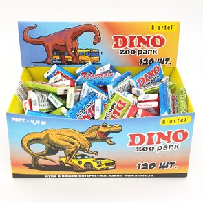Жевательная резинка Kartel DINO PARK (Динозавры)с тату со вкусом тутти-фрутти (KAR04) 2,5г*10*120 шт KAR04/0a1.i00