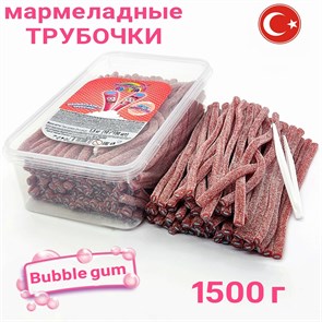 Мармеладная радуга 1500гр трубочки в кислой обсыпке со вкусом Бабл-гам(±150 шт)(CM-316)1кор*8бл*1 шт CM-316