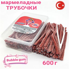 Мармеладная радуга 602гр трубочки в кислой обсыпке со вкусом Бабл-гам (±86 шт)(CM-315)1кор*12бл*1 шт CM-315