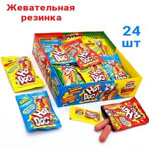 Жевательная резинка ХОТ ДОГ кислая с жидкой карамелью (Канди Клаб) (GUM060) 15 гр*12 бл*24 шт GUM060/CG-250