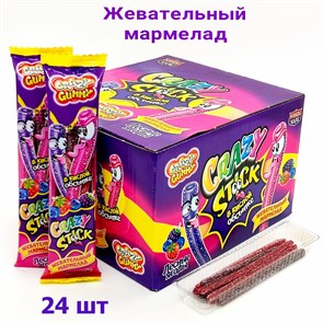 Мармелад CRAZY GUMMY CRAZY STICK трубочки в кислой обсыпке Лесные ягоды (MAR136) 20 гр*12 бл*24 шт MAR136