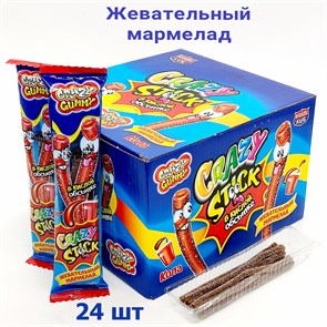 Мармелад CRAZY GUMMY CRAZY STICK трубочки в кислой обсыпке Кола (MAR133) 20 гр*12 бл*24 шт MAR133