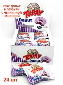 Кекс Today Donut Cake With Blueberry Донат в глазури с Черникой  (6604) 40 гр*6 бл*24 шт 1100006604