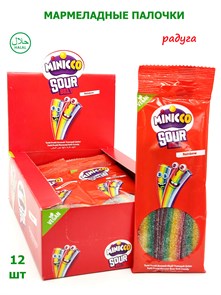 Мармелад Minicco Sour Belt Rainbow ремешки в обсыпке Радуга (19500054) 75 гр*1 кор х 6 бл*12 шт 19500054