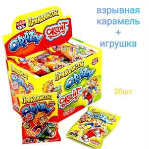 Взрывная карамель Приколисты Crazy - скейт с игрушкой и тату (Канди Клаб) (PPC005) 1 гр*12 бл*30 шт PPC005