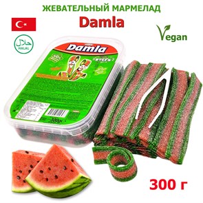 Мармелад DAMLA Кислые ремешки с посыпкой (Арбуз) Tayash (1953) 300 гр*1кор х 24 контейнера*1 шт 1953