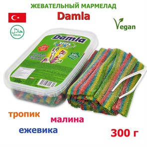 Мармелад DAMLA Кислые ремешки с посыпкой (Радуга) Tayash (1080) 300 гр*1кор х 24 контейнера*1 шт 1080