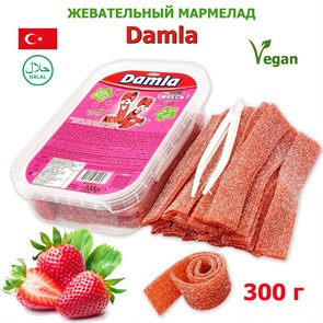 Мармелад DAMLA Кислые ремешки с посыпкой (Клубника) Tayash (1948) 300 гр*1кор х 24 контейнера*1 шт 1948