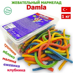 Мармелад DAMLA Кислые карандаши с посыпкой (Ассорти) Tayash (8481) 1кг*1кор х 12 контейнеров*1 шт 8481