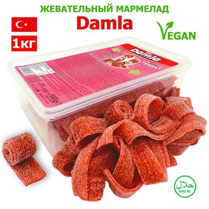 Мармелад DAMLA Кислые ремешки (Клубника) Tayash (8486/8841) 1кг*1кор х 12 контейнеров*1 шт 8486/8841