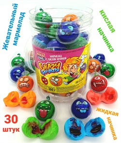 Мармелад CRAZY Фрукты ассорти с кислой начинкой (Канди Клаб) (MAR057) 10 гр*20 банок*30 шт MAR057-2