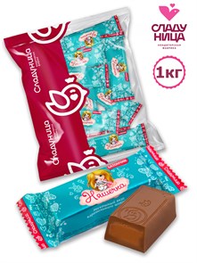 Батончик Няшечка 1 кг пакет шоколадный со вкусом карамельного шоколада (37 шт/27 гр) 1 кор х 5 пак 54-03/ 22965