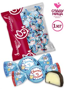Конфеты Облачка из молочка 1 кг птичье молоко в шоколаде (70 шт/14 гр) 1 х кор х 5 упак*1 шт 84-62/ 02912