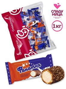Конфеты Фанатка 1 кг пралине, карамель с хрустящими шариками в шоколаде (61 шт/17 гр) 1 кор х 4 пак 74-82/ 20589