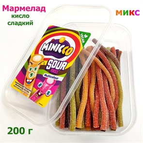 Мармелад Minicco Sour Pencil Multicolor кисло - сладкие палочки Микс(0272) 200 гр*1 кор х 24 бл*1 шт 0272