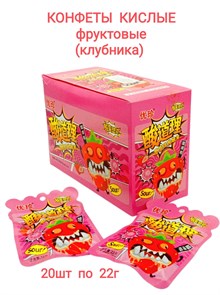 Кислые конфеты Ujane Foods Клубника (5892) 22 гр*1 кор х 12 бл х 20 шт 5892