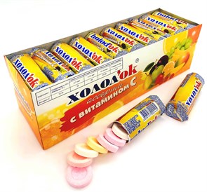Конфеты Холодок таблетированные со вкусом АССОРТИ с витамином С в фольге (DE-040) 15 гр*24 бл*30 шт DE-040