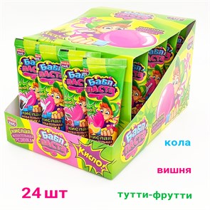 Жевательная резинка Бабл паста Ассорти кислая (Канди клаб) (GUM066-6) 20 гр*12 бл*24 шт GUM066-6