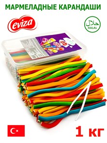 Мармелад EVIZA Кислые карандаши (Микс фрукты) (EVIZA8043) 1 кг*1 кор х 12 контейнеров*1 шт EVIZA8043