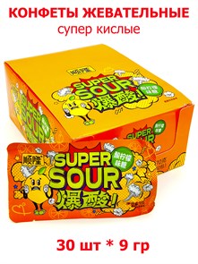 Конфеты жевательные Super Sour супер кислая лимон (11065) 9гр*20уп*30шт 11065
